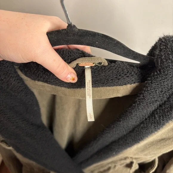Free People Soft Peplum Hooded Military Army Green Cargo Jacket size Large - Picture 6 of 15
